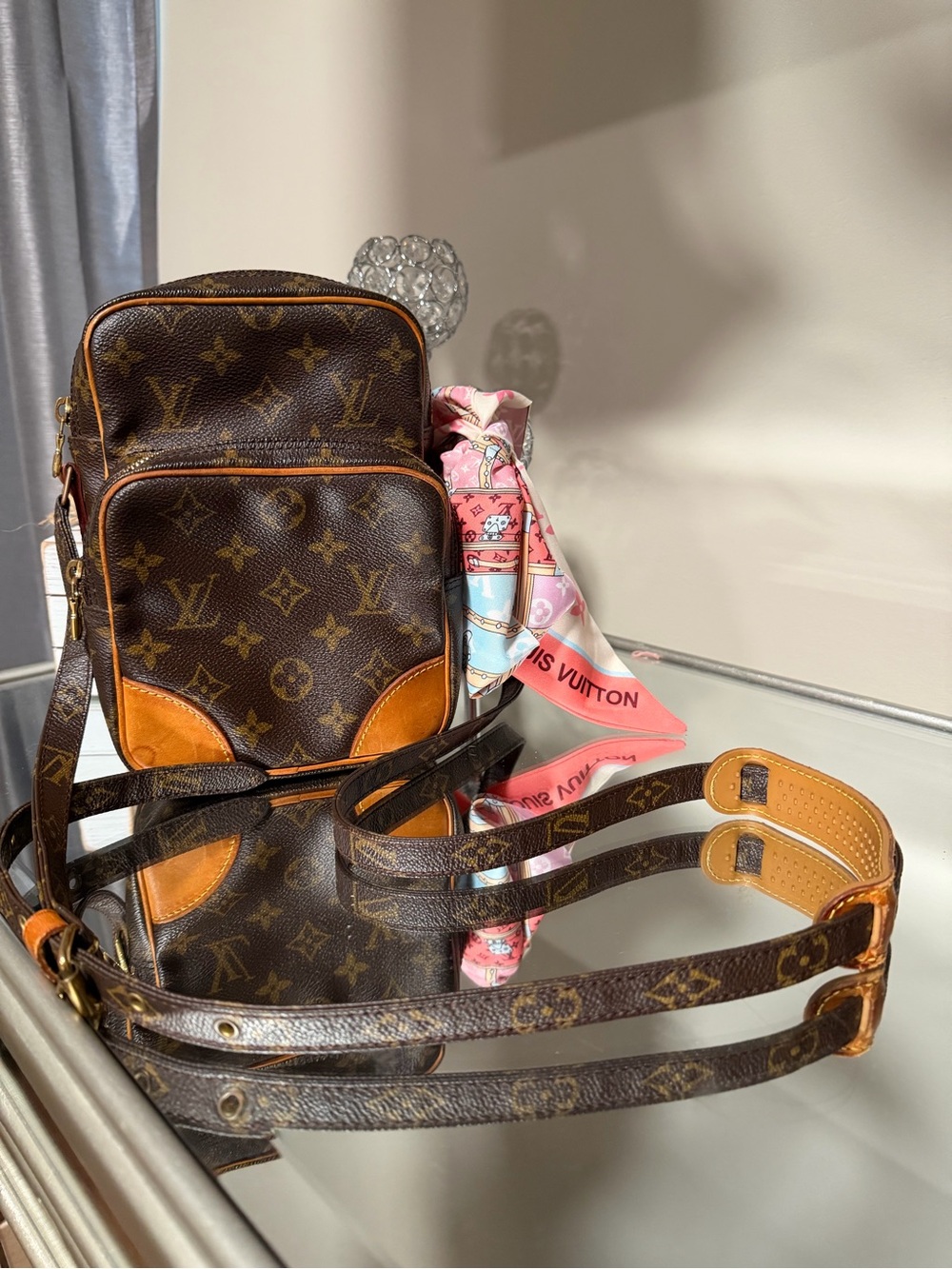 Louis Vuitton Monogram Amazone Small Crossbody Bag Brown Zip Adjustable Strap